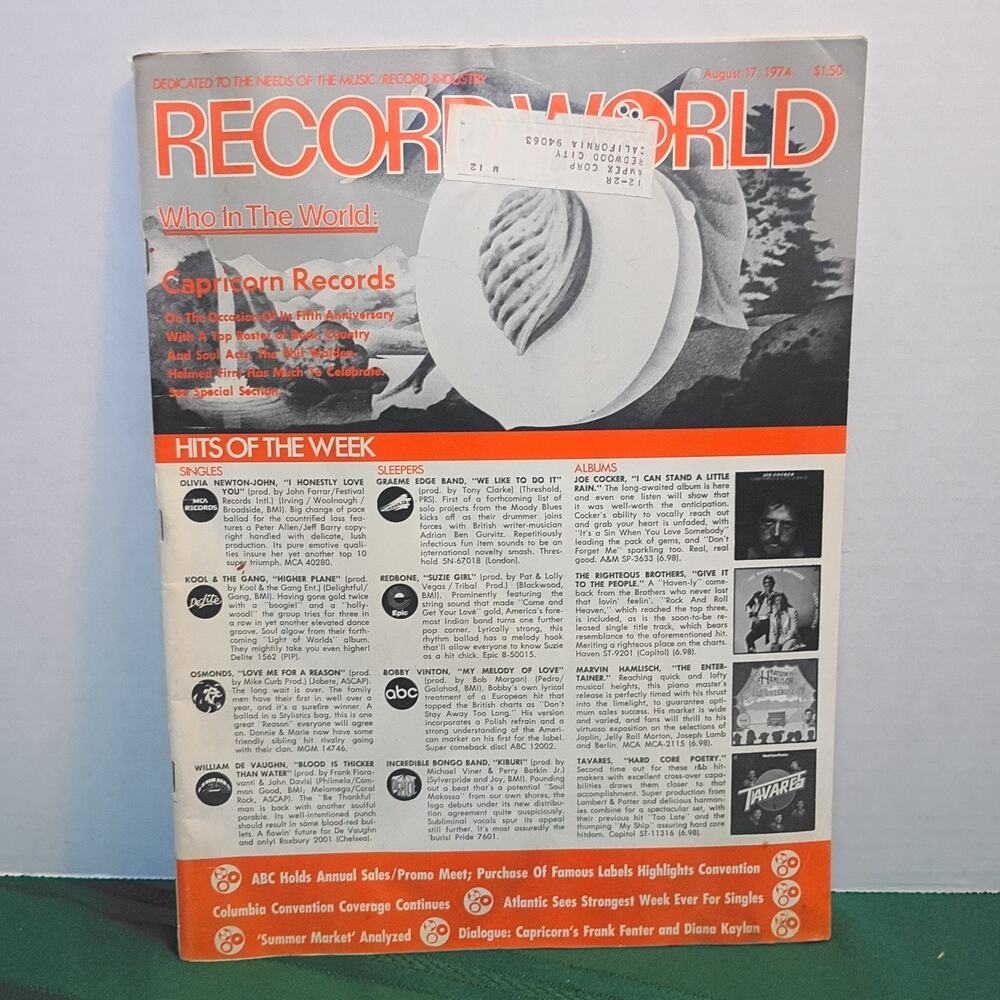 Record World Magazine August 17, 1974 Capricorn Records Rare